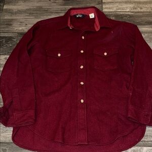 Woolrich Men's Red Shirt vintage wool button. Up think shirt 70s